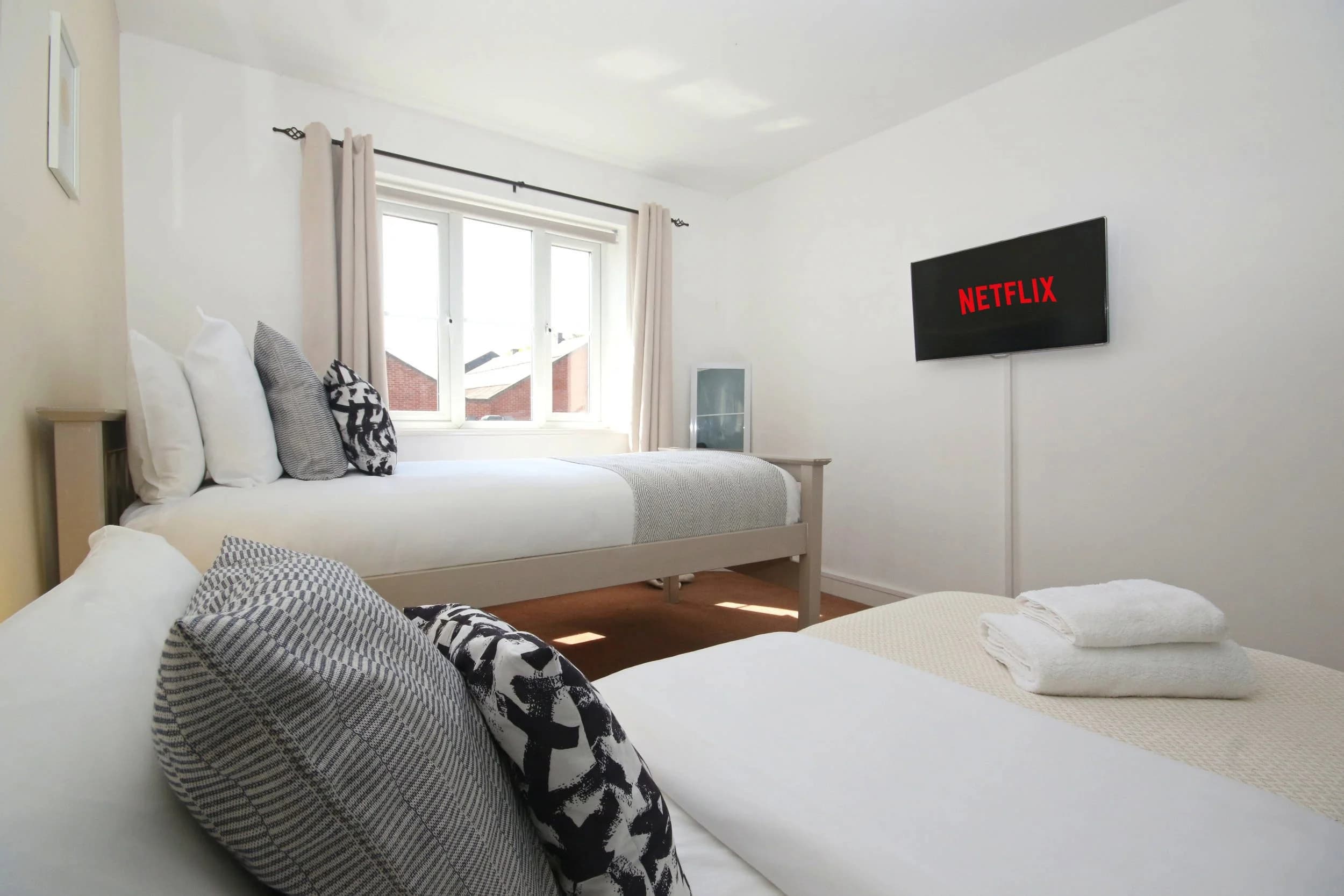 Contractor accommodation bedroom managed by Gough Groves in Derbyshire